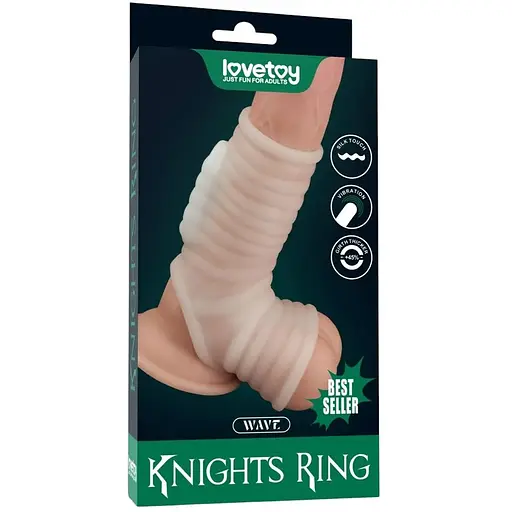 Насадка на пенис с вибрацией Lovetoy Knights Ring Vibrating Wave With Scrotum Sleeve 14 см белый