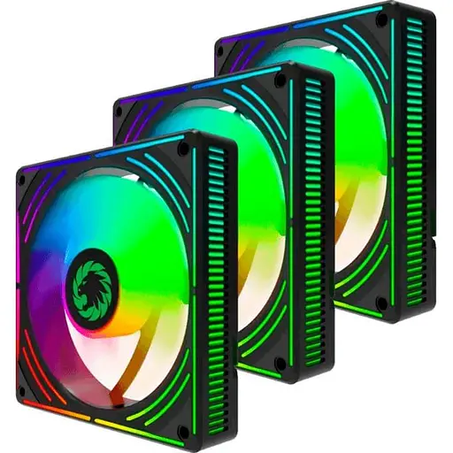 Комплект вентиляторов GameMax 3*120мм mm Black frame ARGB Fan RA300 BK (RA300 BK) - фото 1