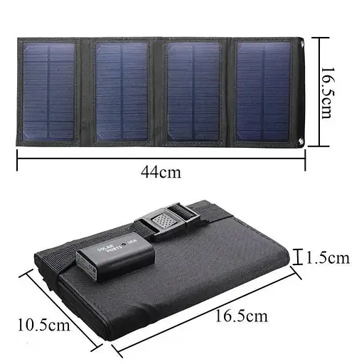 Складное солнечное зарядное устройство Solar Powerbank 20W MP04B Черный - фото 2
