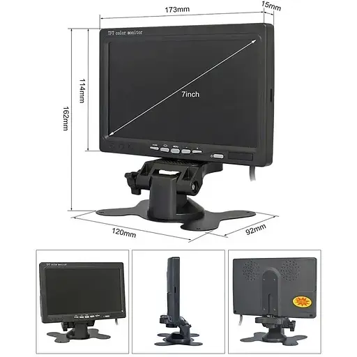 Автомобильный монитор Podofo AHD-726 с поддержкой AHD камер до 2 Мп 7 дюймов - фото 2