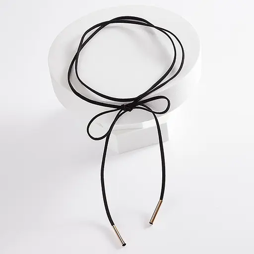 Чокер-бантик с золотыми акцентами черный K0244 - фото 3