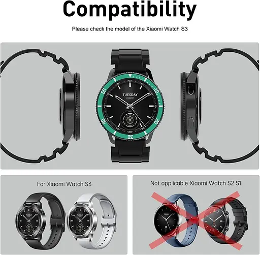 Безель Sikai для смартгодинника Xiaomi Watch S3/S4 Green-black - фото 8