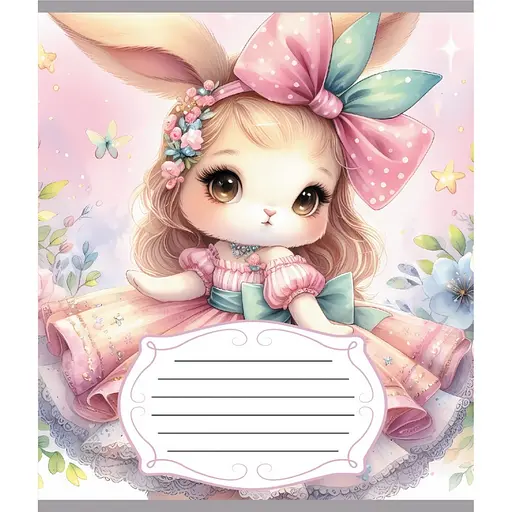 Зошит учнівський "Зайка" Leader 012-590522C-5 в косу лінію, 12 аркушів - фото 1