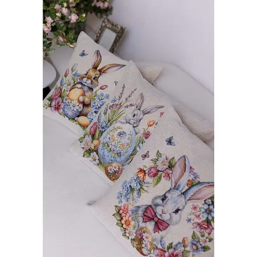 Подушка Прованс Соцветие Зайчонок с бабочками гобеленовая 45х45 см (44294) - фото 5