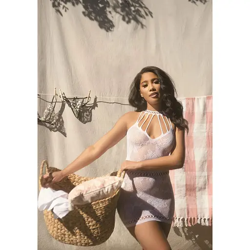 Ажурное платье-сетка Leg Avenue Lace Mini dress With cut-outs White, One Size - фото 11