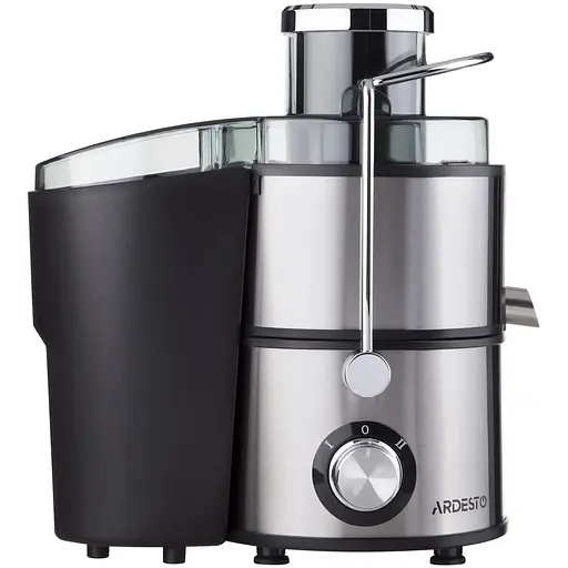 ARDESTO Соковитискач відцентрований 1000Вт, чаша-0.5л, макуха-1.5л, пластик/метал, сріблясто-чорний