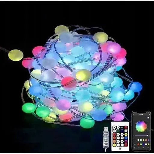 Гирлянда Умная светодиодная музыкальная 100 LED 10 метров разноцветные USB управления от смартфона