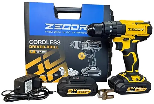 Шуруповерт ударный аккумуляторный бесщеточный Zegor CDP-21H/21В/2 скорости/2 батареи 21В 2Ач/реверс/подсветка/кейс - фото 3