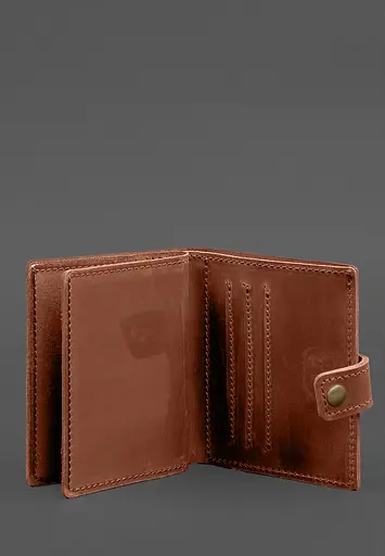 Кожаная обложка-портмоне для удостоверения офицера ГНСУ 11.2 светло-коричневая Crazy Horse - фото 4