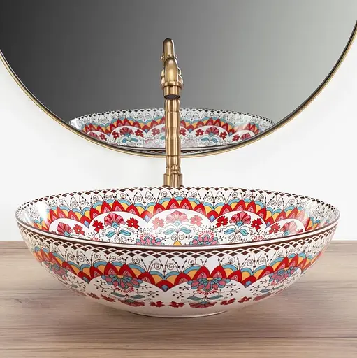 Умивальник Rea Peru накладний з візерунком REA-U6031, Цветной - фото 3