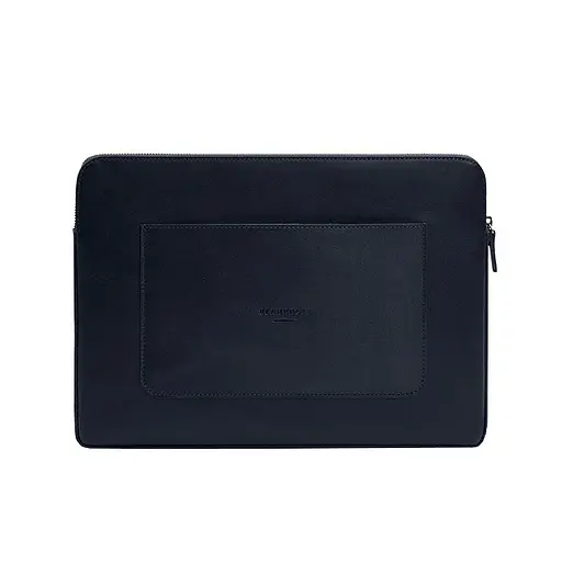 Кожаный чехол BlankNote для ноутбука на молнии с хлястиком и карманом Синий - фото 8