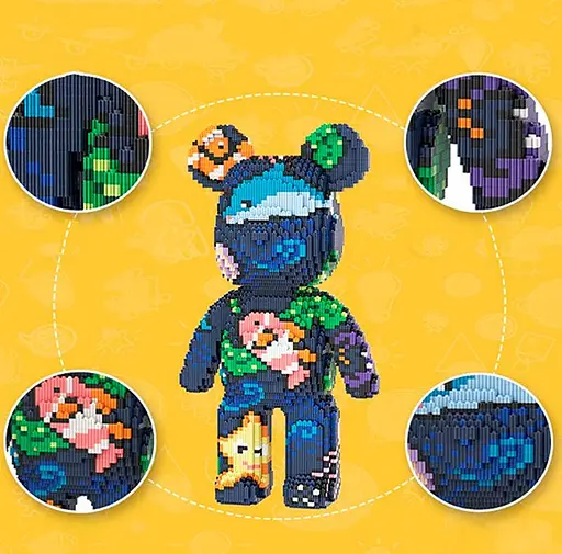 Конструктор Limo Toy Magic Blocks Акваріум на 3031 деталь, ведмедик Bearbrick 40.5 см - фото 2