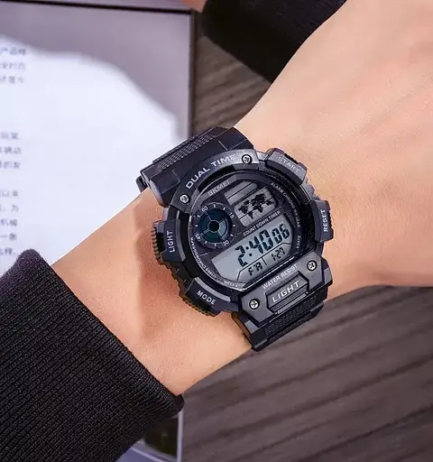 Мужские спортивные часы Skmei 1723 (Черный с белым циферблатом) - фото 4