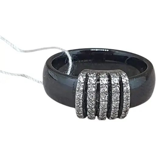 Серебряное кольцо Aurora с керамикой и фианитами. С1120Ч