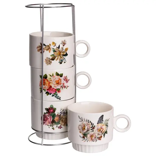 Набор чашек фарфоровых Flower 4 шт. 300 мл FM-7 - фото 3