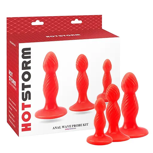 Набір анальних пробок Hot Storm Anal Wave Probe Kit 3 шт. (червоний)