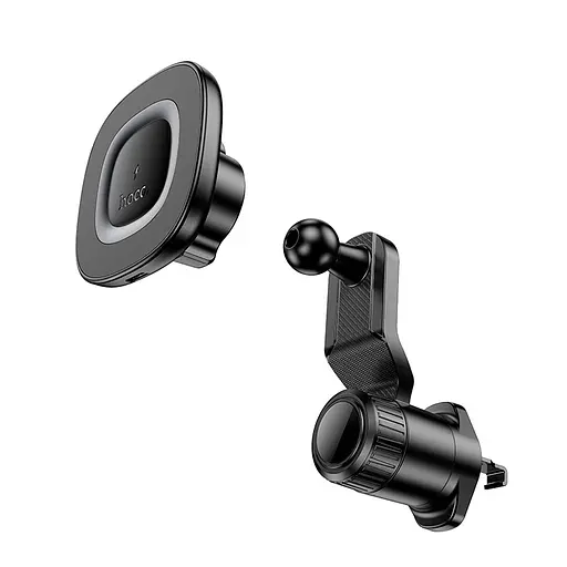 Автотримач для телефона HOCO HW30 Crown magnetic wireless charging car holder (air outlet) Black Metal Gray - фото 6