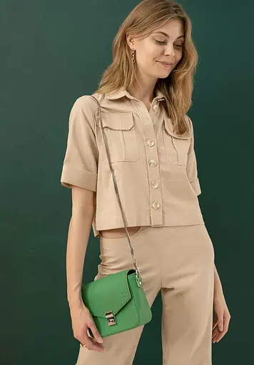 Жіноча шкіряна сумочка Yoko зелена - фото 4