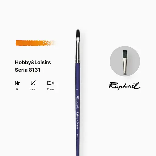 Синтетика плоская Raphaël Loisirs, №6, короткая ручка (Франция) - фото 2