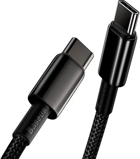 Кабель Baseus Tungsten Gold Fast Charging Data Cable TypeC to TypeC 100W 1 м Черный - фото 2