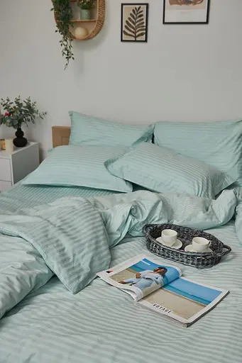 Пододеяльник Moon&Star Satin Stripe Stripe Mint Двуспальный 175x210 см - фото 3