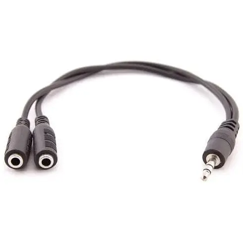 Кабель-переходник Atcom 3.5 мм M - 2x3.5 мм F 10 см черный (16850) - фото 1