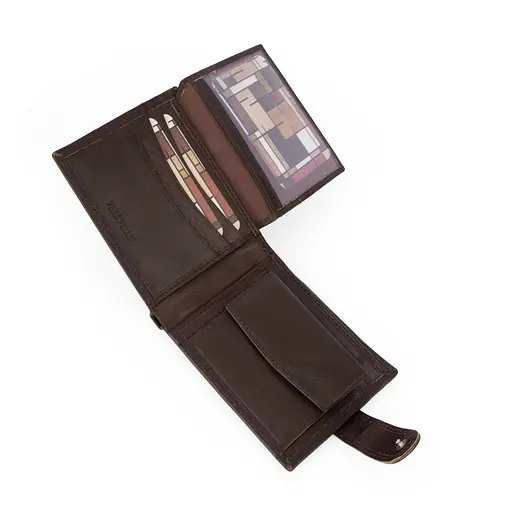 Портмоне мужское кожаное SU822 Virginia Conti на кнопке коричневое - фото 4