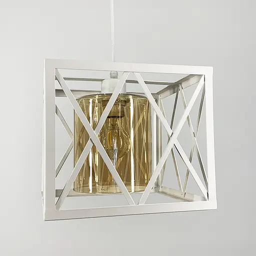 Підвісний світильник у геометричному білому каркасі Line.F Колір плафона Графітовий - фото 3