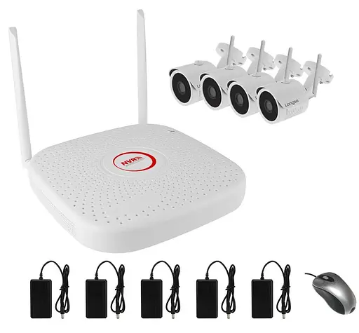 Комплект видеонаблюдения беспроводной Longse WIFI 4-Kit 2MEGA FullHD 1080p, 300 метров (100054)