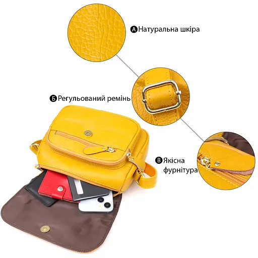 Кожаная сумка Vintage для женщин на каждый день 23.5х17х10 см sum0027567 - фото 4