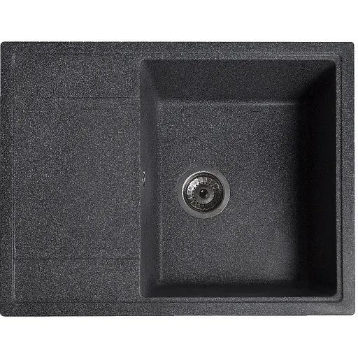 Гранитная кухонная мойка Romzha Jorum 65 Grafit (201) с крылом - фото 1