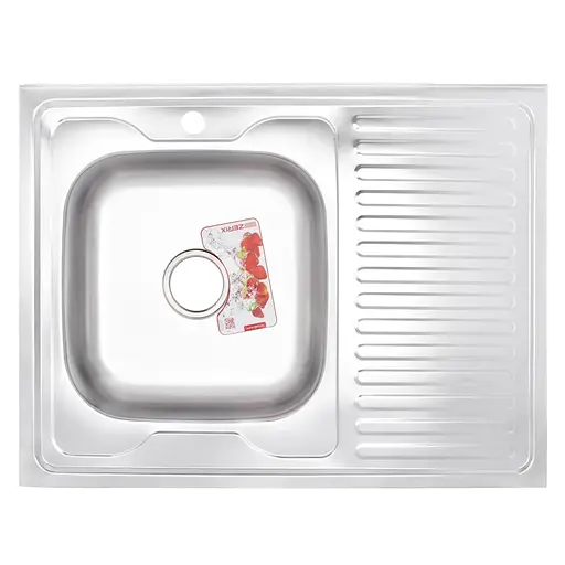 Кухонна мийка накладна Zerix Z8060L-04-160E satin ZX1618, Нержавіюча сталь - фото 1