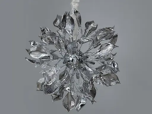 Витончена підвісна люстра з керамічними елементами, 18 ламп, хром - фото 1