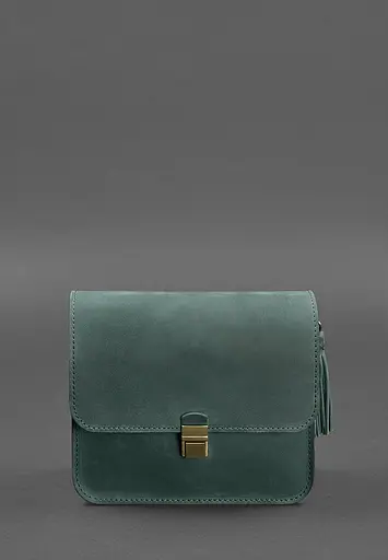 Шкіряна жіноча бохо-сумка Лілу зелена Crazy Horse - фото 6