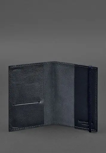 Кожаная обложка для паспорта 1.0 темно-синяя краст - фото 4