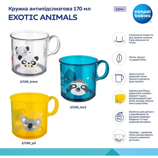 Кружка Canpol babies Exotic Animals 170 мл жовта (2/100_yel) - фото 3