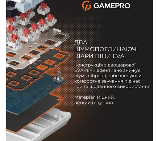 Клавіатура ігрова механічна GamePro GPMK-160-BL Warden Genesis Red Outemu Swithes Hot-Swap White-Blue - фото 11