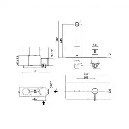 Змішувач для раковини настінний Paffoni Rock вилив 240 мм chrome RO106CR, Хром - фото 2