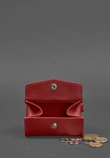 Женская кожаная монетница с клапаном 1.0 красный - фото 3