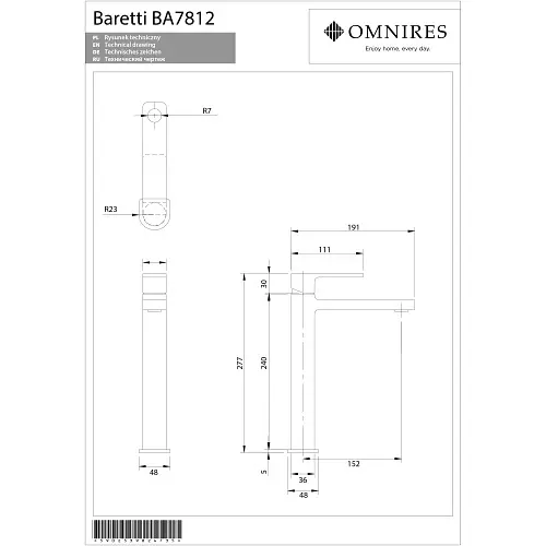 Смеситель для раковины Omnires Baretti chrome (BA7812CR) - фото 2