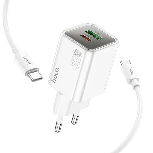 Адаптер сетевой HOCO Type-C to Type-C cable Glorious N46 |1USB/1Type-C, 20W/3A, PD/QC| - фото 3