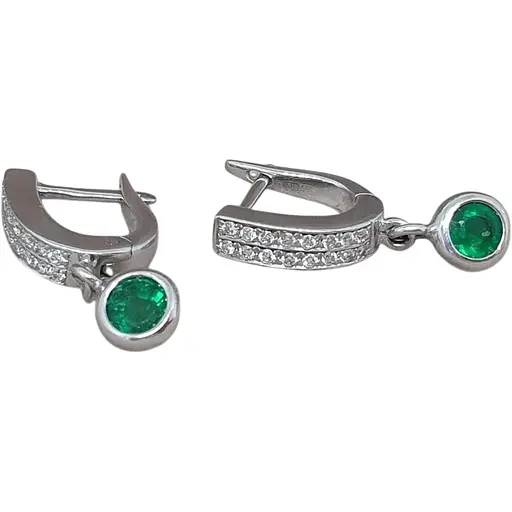 Золотые серьги Iris с бриллиантами и изумрудами. 1СИ21277
