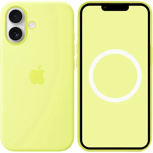 Чехол Silicone Case with Button, Animation & MagSafe для Apple iPhone 17 Neon Yellow AAA (153236)