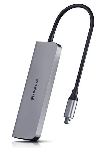 USB-Хаб Real-EL CQ-700 Space Grey UAH (EL123110002) - фото 2