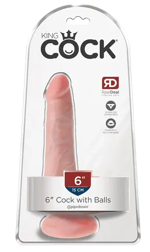 Фалоімітатор King Cock 6" Cock With Balls 17 см тілесний - фото 2