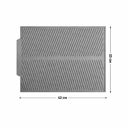 Силіконовий килимок для сушіння посуду зі зливом підставка-килимок для мокрого посуду 42х33 см Сірий 88192 - фото 6