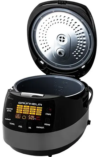 Мультиварка Grunhelm із сенсорним керуванням 5л 16 програм з таймером 860Вт LED дисплей MC-16T Чорний - фото 2