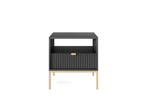 Тумба приліжкова Perfect Home Нова / Nova з 1 шухлядою і золотими ніжками S54 Чорний (PFH-091254)