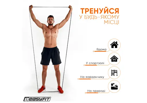 Гумова петля-еспандер Easyfit Origin 6-31 кг гумка для підтягувань, фітнесу та тренувань Чорна (EF-2654-3) - фото 3