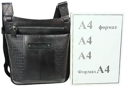 Мужская кожаная наплечная сумка, планшетка черная Mykhail Ikhtyar sum0028769 - фото 9